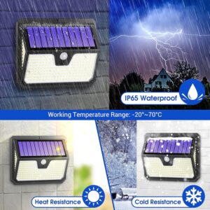238 LED Solar Security Lights and 3 Modes Motion Sensor 270° Wide Angle Solar Powered Lights IP65 Waterproof Solar Wall Light for Front Door, Yard, Garage, Garden (4 Pack)